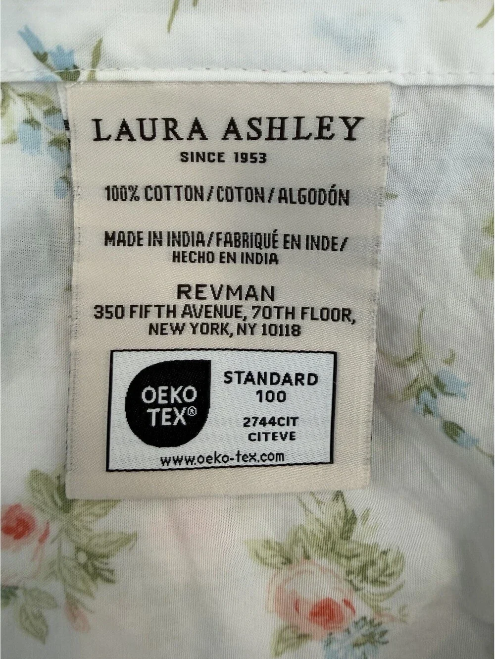 Laura Ashley Two Piece Sheet Set Size Full Peach & Blue Roses 100% Cotton EUC